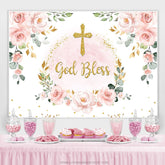 Licht Rosa Blumen Gold Funkeln Babydusche Hintergrund